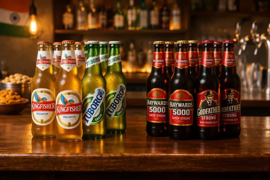 Warm pub ambiance with assorted beers image